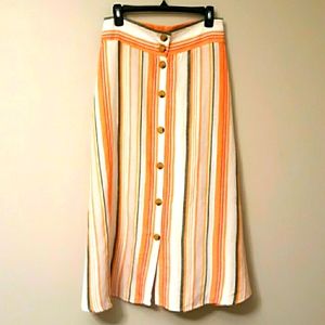 A New Day orange/cream /gray striped skirt size M